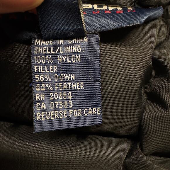 VTG Polo Sport Ralph Lauren Kids size 4 Down Filled Puffer Vest Hoodie‎ Black - Picture 9 of 10